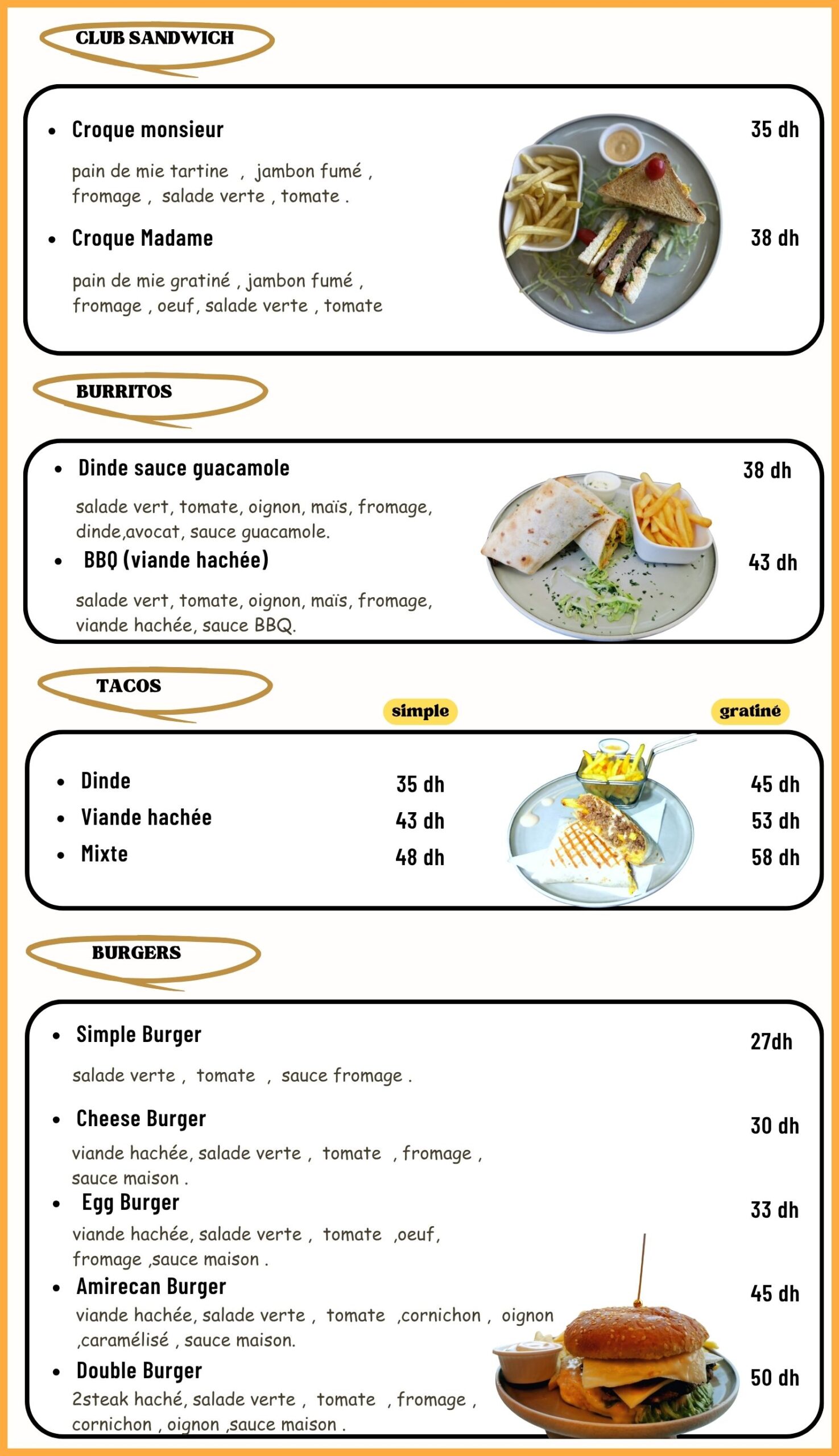 MENU RESTAURANT TRENTA 30 TIZNIT
