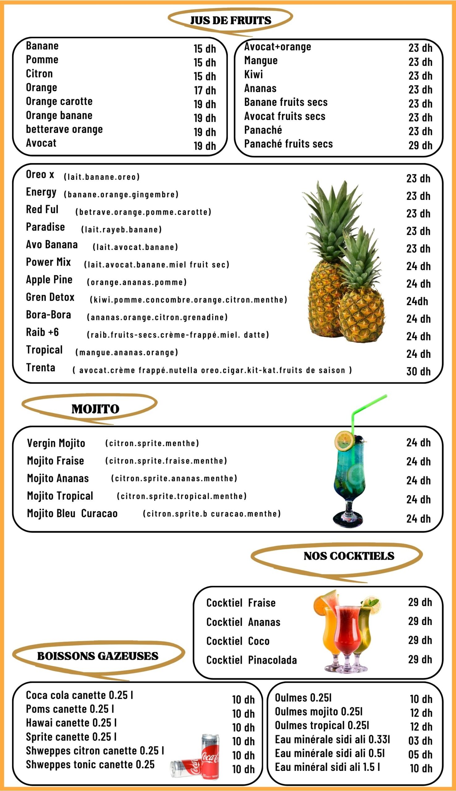 MENU CAFE TRENTA 30 TIZNIT